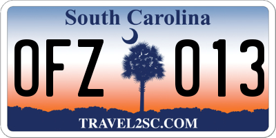SC license plate OFZ013