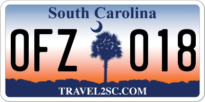SC license plate OFZ018