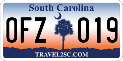 SC license plate OFZ019