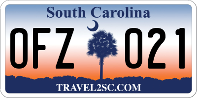 SC license plate OFZ021