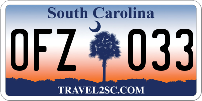SC license plate OFZ033