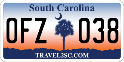 SC license plate OFZ038