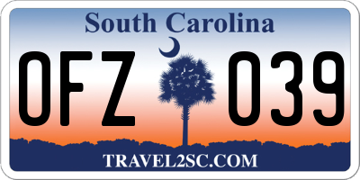 SC license plate OFZ039
