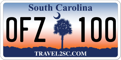 SC license plate OFZ100