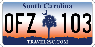 SC license plate OFZ103