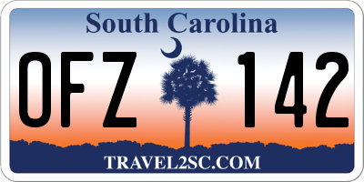 SC license plate OFZ142