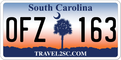 SC license plate OFZ163