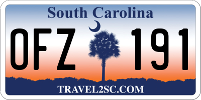 SC license plate OFZ191