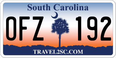 SC license plate OFZ192