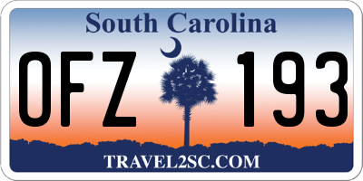 SC license plate OFZ193