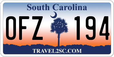 SC license plate OFZ194