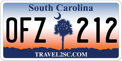 SC license plate OFZ212