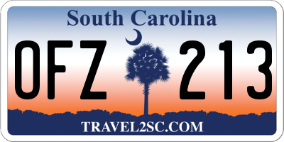 SC license plate OFZ213