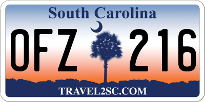 SC license plate OFZ216