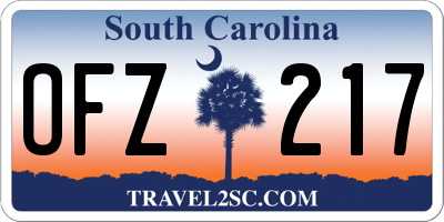 SC license plate OFZ217