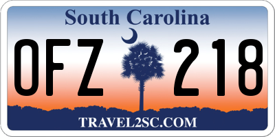 SC license plate OFZ218