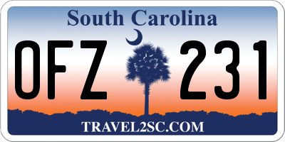 SC license plate OFZ231