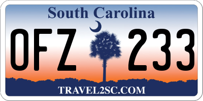 SC license plate OFZ233