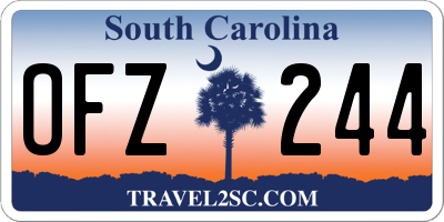 SC license plate OFZ244