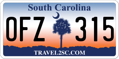 SC license plate OFZ315