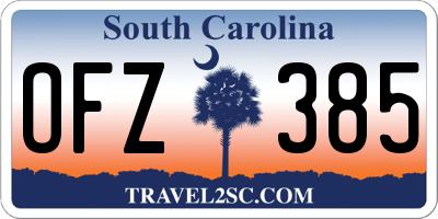 SC license plate OFZ385
