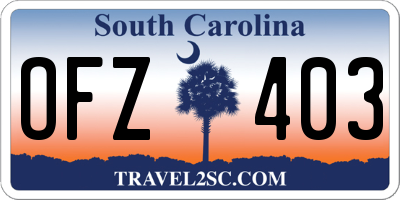 SC license plate OFZ403