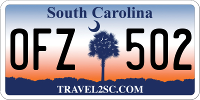SC license plate OFZ502