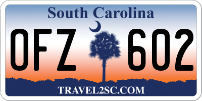 SC license plate OFZ602