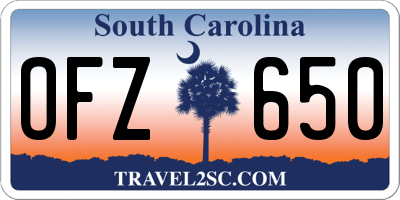 SC license plate OFZ650