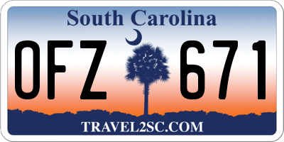SC license plate OFZ671