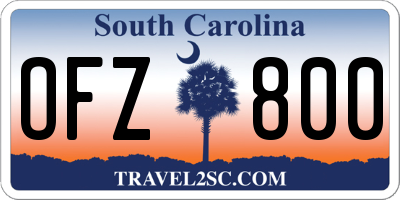 SC license plate OFZ800