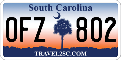 SC license plate OFZ802