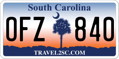 SC license plate OFZ840