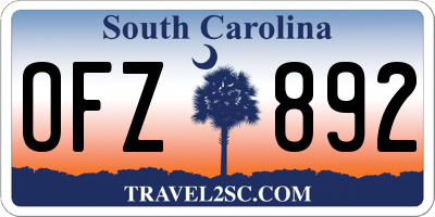 SC license plate OFZ892