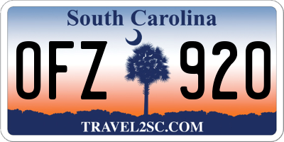 SC license plate OFZ920