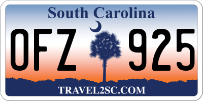 SC license plate OFZ925