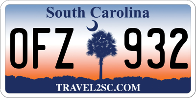 SC license plate OFZ932