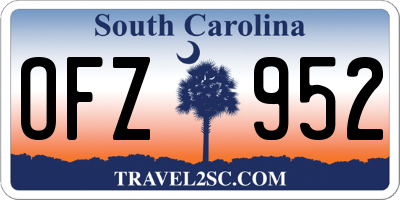 SC license plate OFZ952