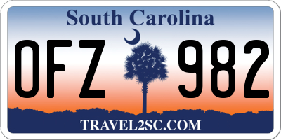 SC license plate OFZ982