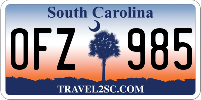 SC license plate OFZ985