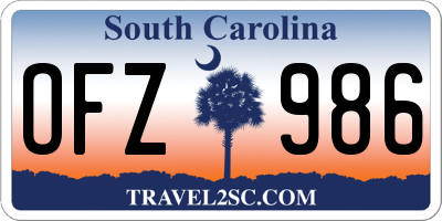 SC license plate OFZ986