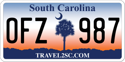 SC license plate OFZ987