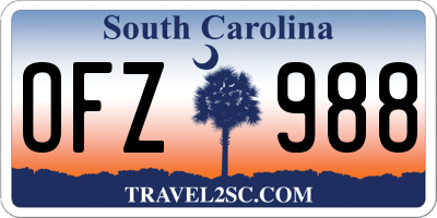 SC license plate OFZ988