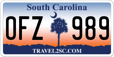 SC license plate OFZ989
