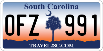 SC license plate OFZ991
