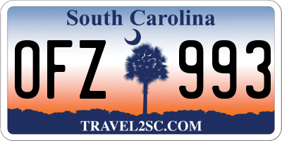 SC license plate OFZ993