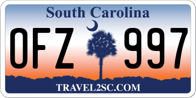 SC license plate OFZ997