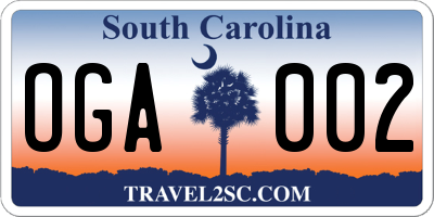 SC license plate OGA002