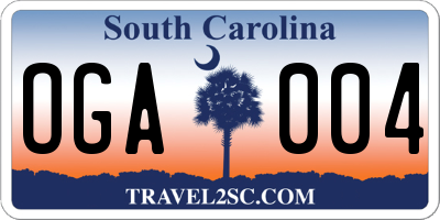 SC license plate OGA004