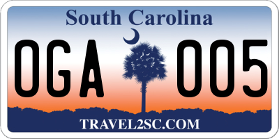 SC license plate OGA005